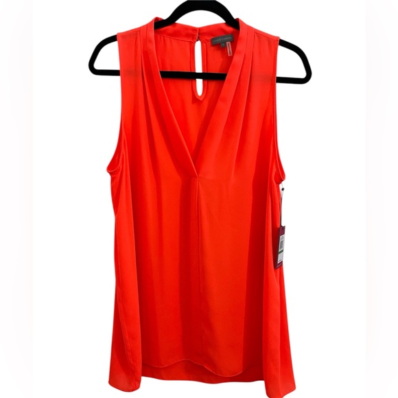 Vince Camuto Tops - NWT Vince Camuto sleeveless V-neck blouse with pleats IN CORAL color Size Large